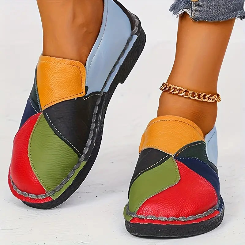 🔥Last Day Promotion 50% OFF - Women's Colorblock Flat Leather Loafers