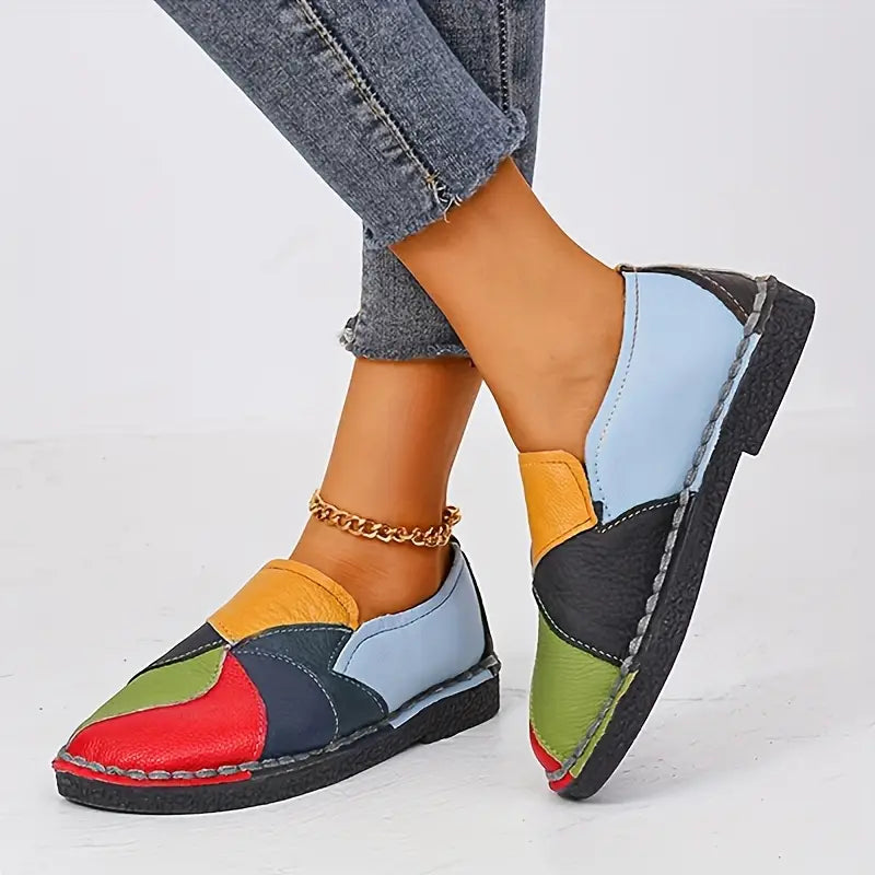 🔥Last Day Promotion 50% OFF - Women's Colorblock Flat Leather Loafers