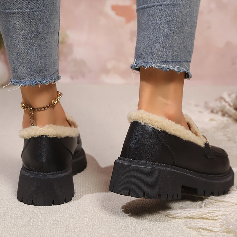 🔥Last Day Promotion 50% OFF - Women's Wool Lining Thick Sole Leather Loafers