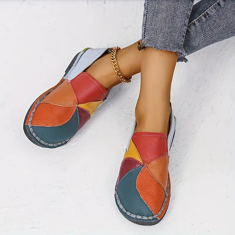 🔥Last Day Promotion 50% OFF - Women's Colorblock Flat Leather Loafers