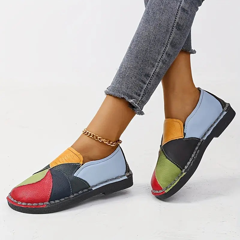 🔥Last Day Promotion 50% OFF - Women's Colorblock Flat Leather Loafers