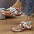 Embroidery Orthopedic Comfy Slipper Wedge Sandals, Walking Leather Sandals