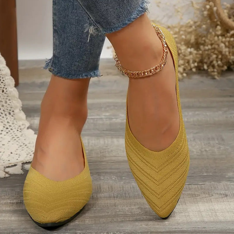 🔥Last Day Promotion 50% OFF - Women's Pointed Breathable Toe Knitted Slip On Orthopedic Shoes