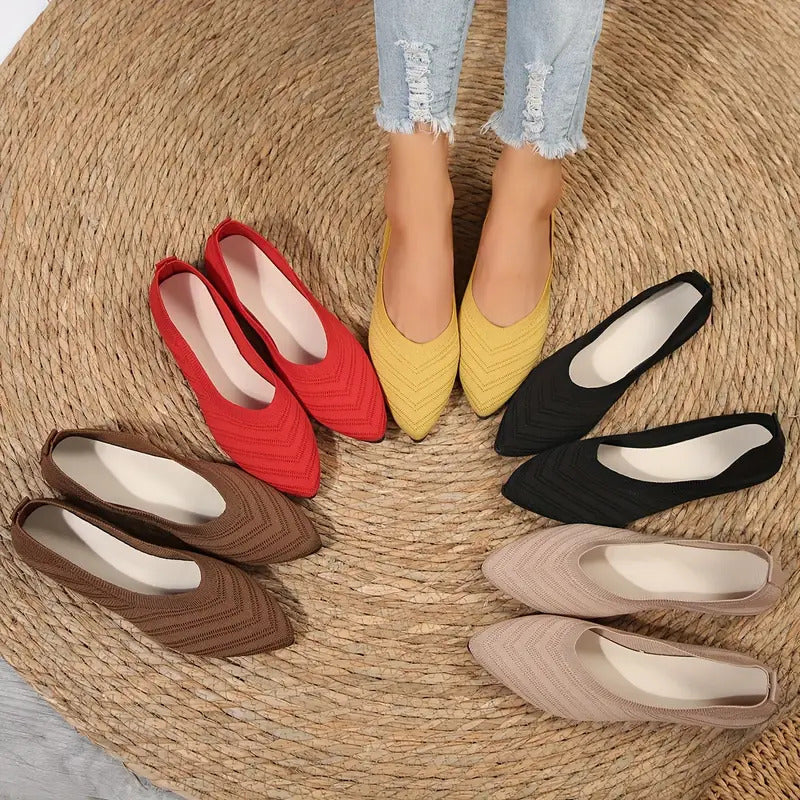 🔥Last Day Promotion 50% OFF - Women's Pointed Breathable Toe Knitted Slip On Orthopedic Shoes