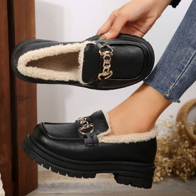 🔥Last Day Promotion 50% OFF - Women's Wool Lining Thick Sole Leather Loafers