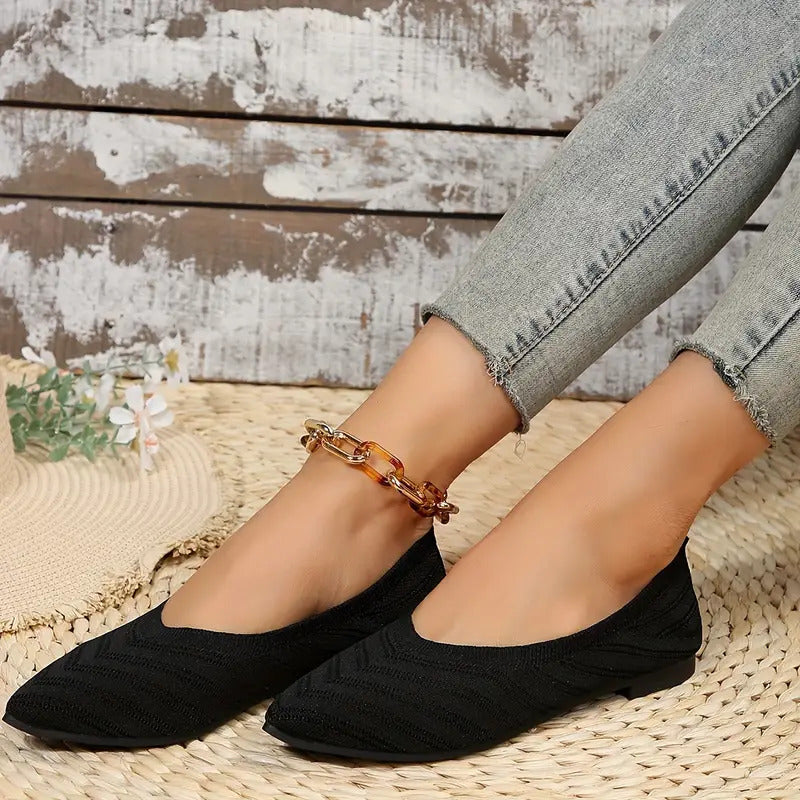 🔥Last Day Promotion 50% OFF - Women's Pointed Breathable Toe Knitted Slip On Orthopedic Shoes