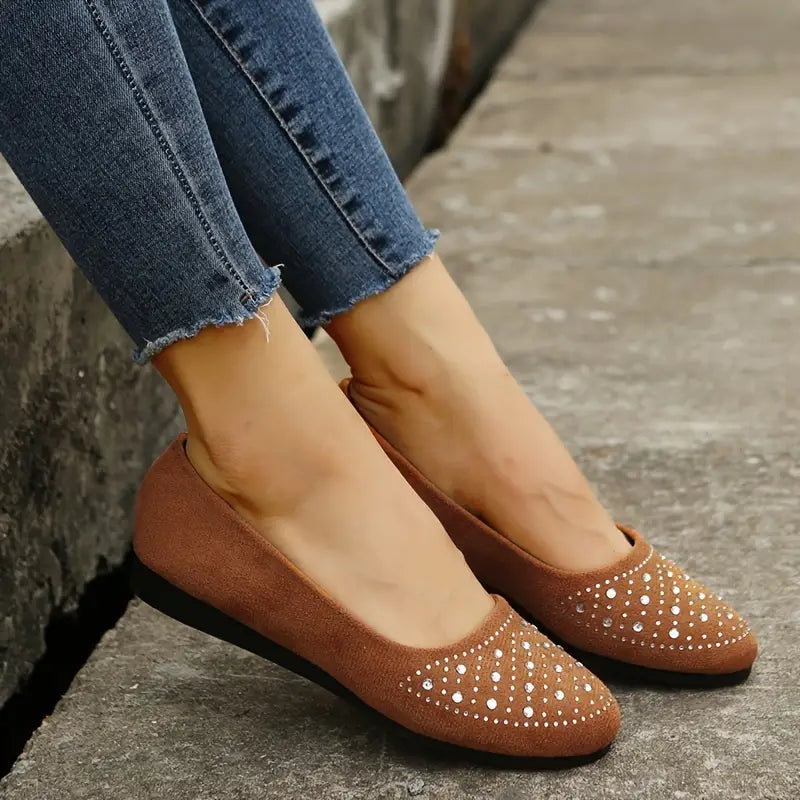 🔥Last Day 50% OFF - Arch Support Women's Rhinestone Flat Shoes