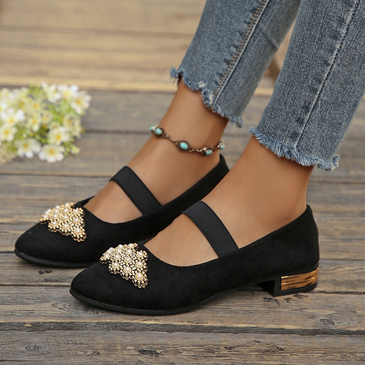 Foot comfort – French rhinestone plus size shoes