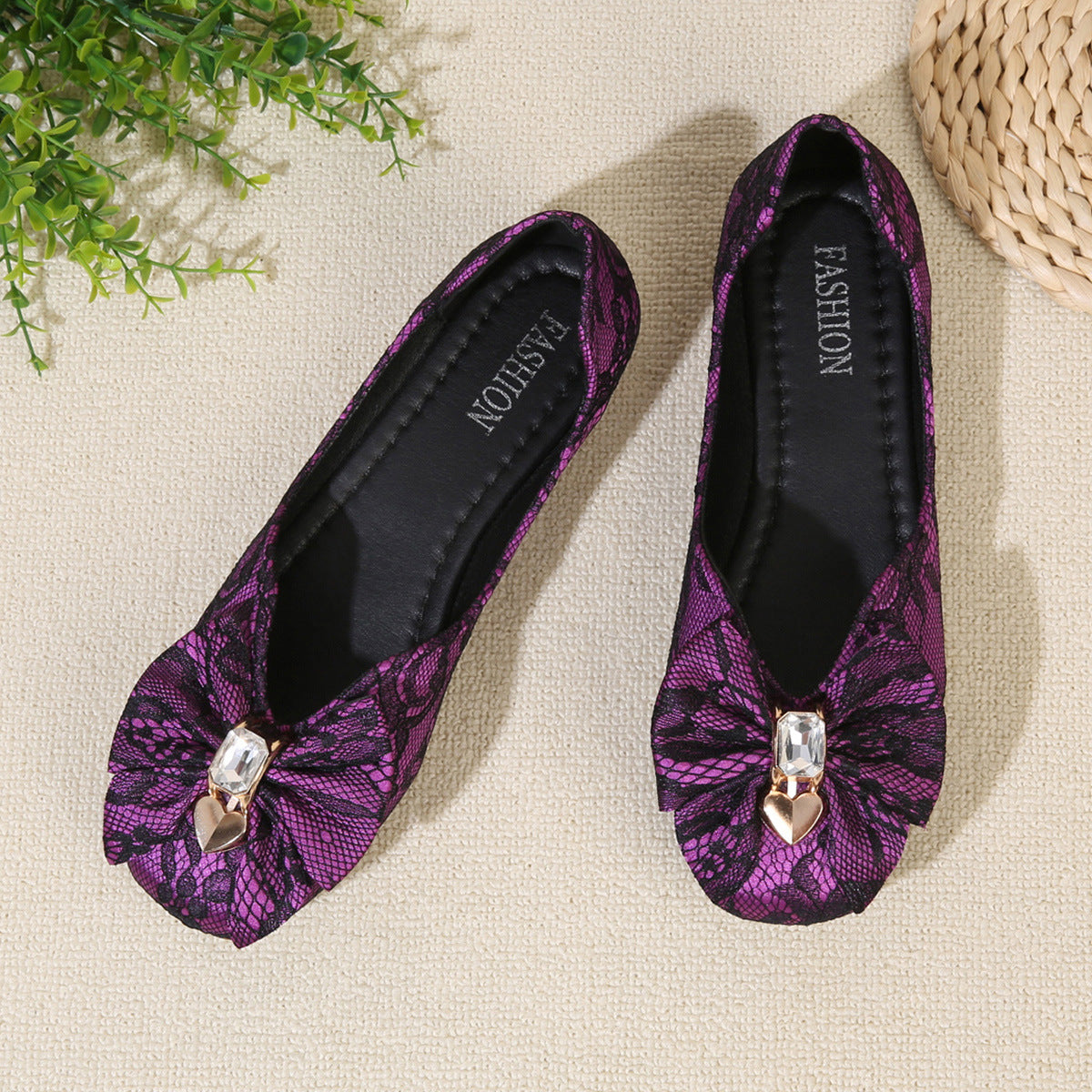 Foot comfort – Lace bow square toe flat comfortable shoes