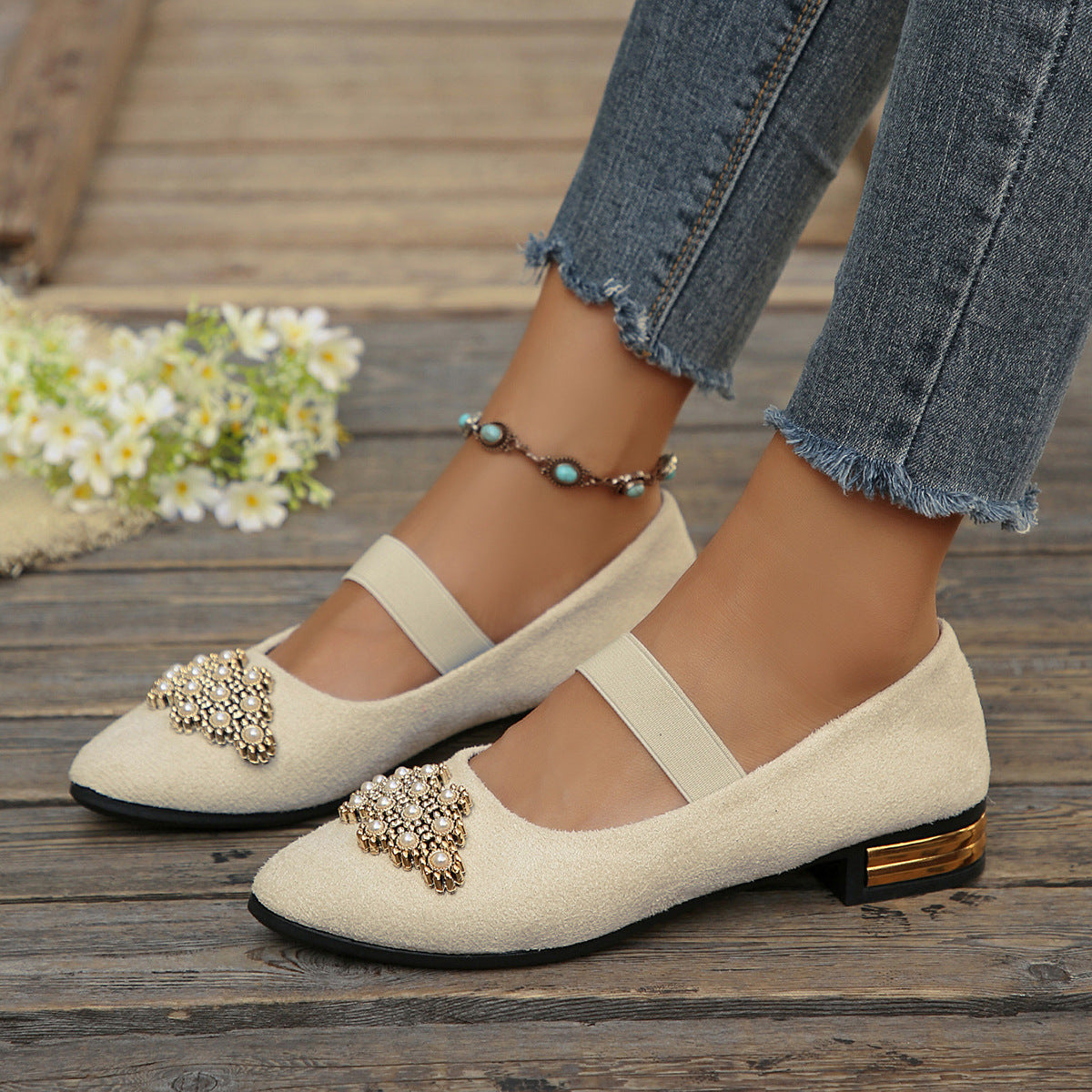 Foot comfort – French rhinestone plus size shoes