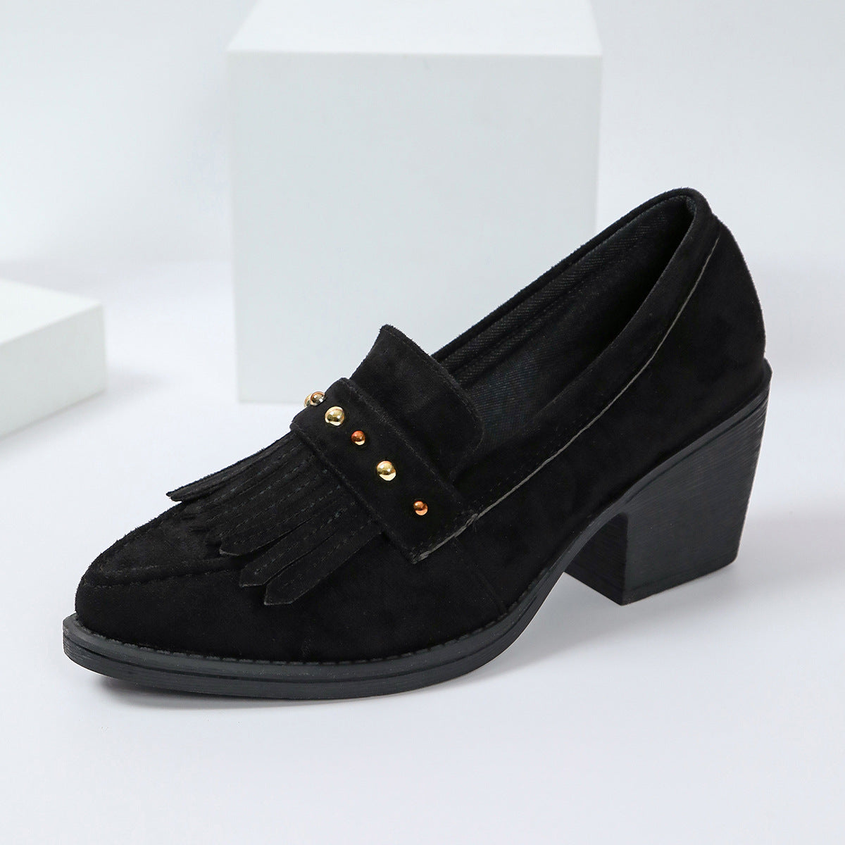 Tassel Pointed-Toe Studded Loafers ( BUY 2 FREE SHIPPING )