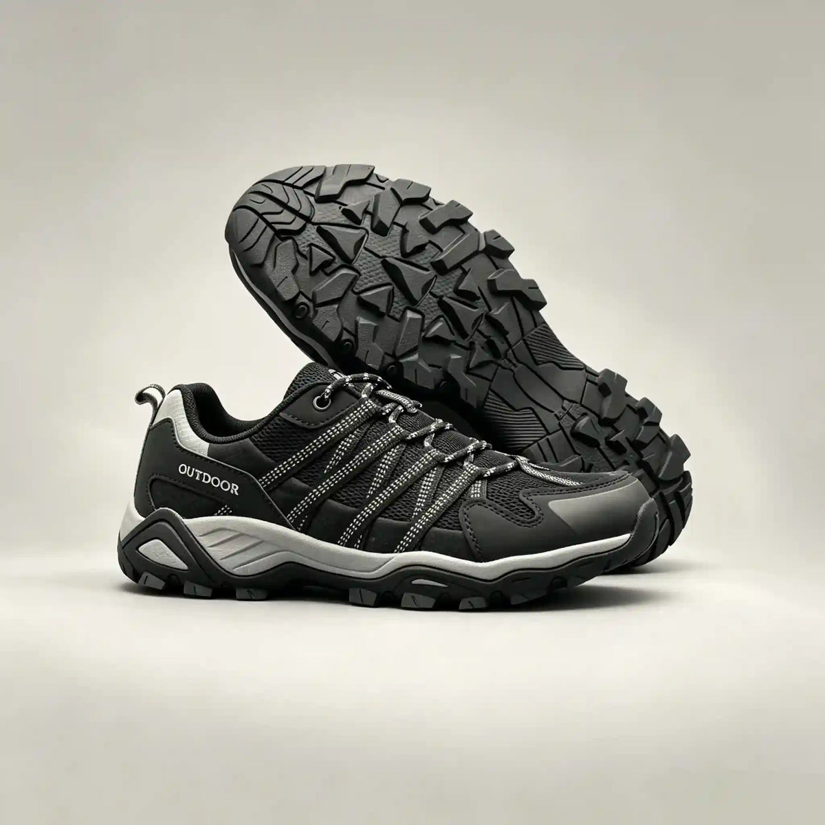 Black Gray Outdoor Hiking Sneakers