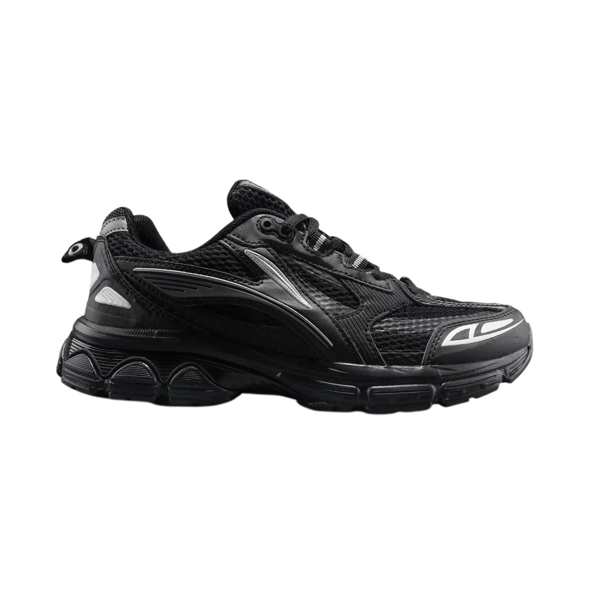 All Black Silver Trail Sneakers