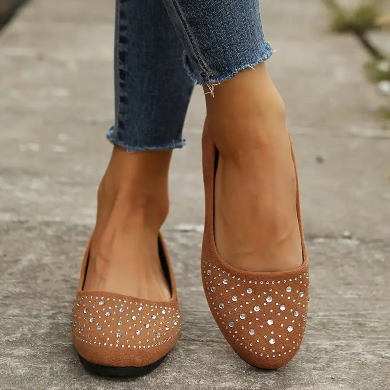 🔥Last Day 50% OFF - Arch Support Women's Rhinestone Flat Shoes