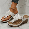 Floral-Embellished Wedge Sandals